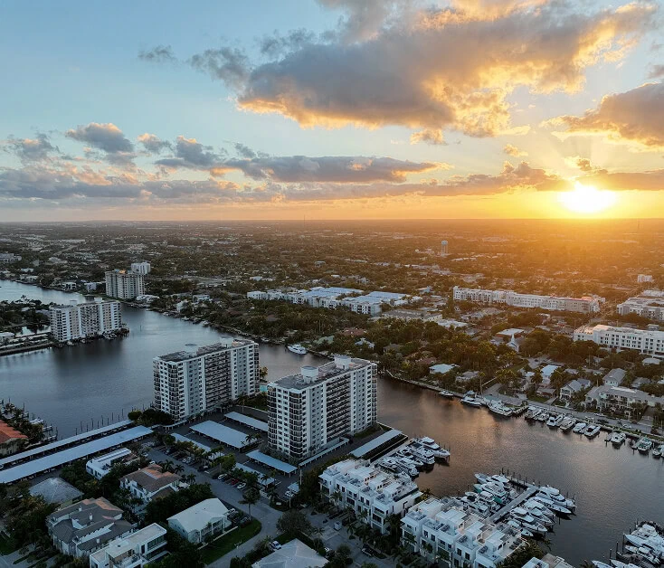 Aerial image of a neighborhood in Delray Beach, Florida.