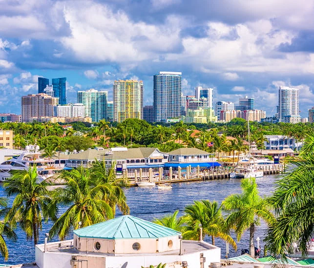 Fort Lauderdale skyline near our Boca Raton vein treatment center, ideal for treating varicose veins and vein disease symptoms.